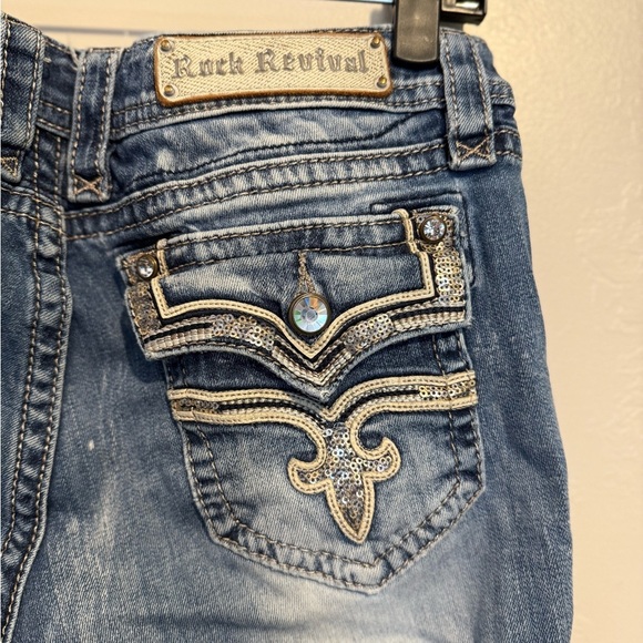 Rock Revival Posey Easy Boot Stretch Jean Y2K Sequins Embroidered Size 28 - Picture 15 of 16
